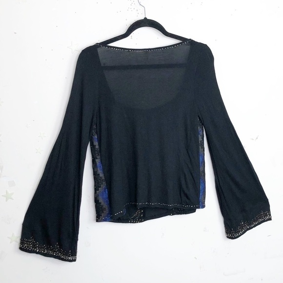 𝅺Free people black beaded blouse - Picture 9 of 10